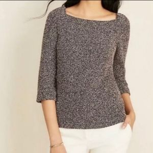 ❤ NWT! ANN TAYLOR TWEED SQUARE NECK SWEATER, MEDIUM